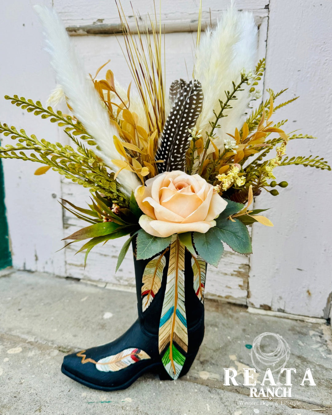 Feathers & Blooms Floral Arrangement