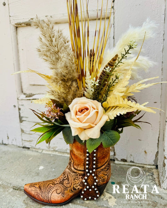 Vintage Brown Stud Boot Arrangement